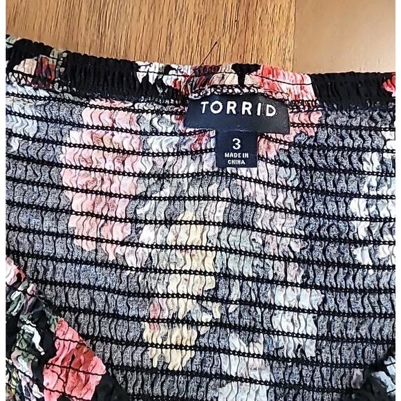 Torrid 3X Smocked Black & Pink Floral Fit‑and‑Flare Skater Dress – EUC - Picture 6 of 11